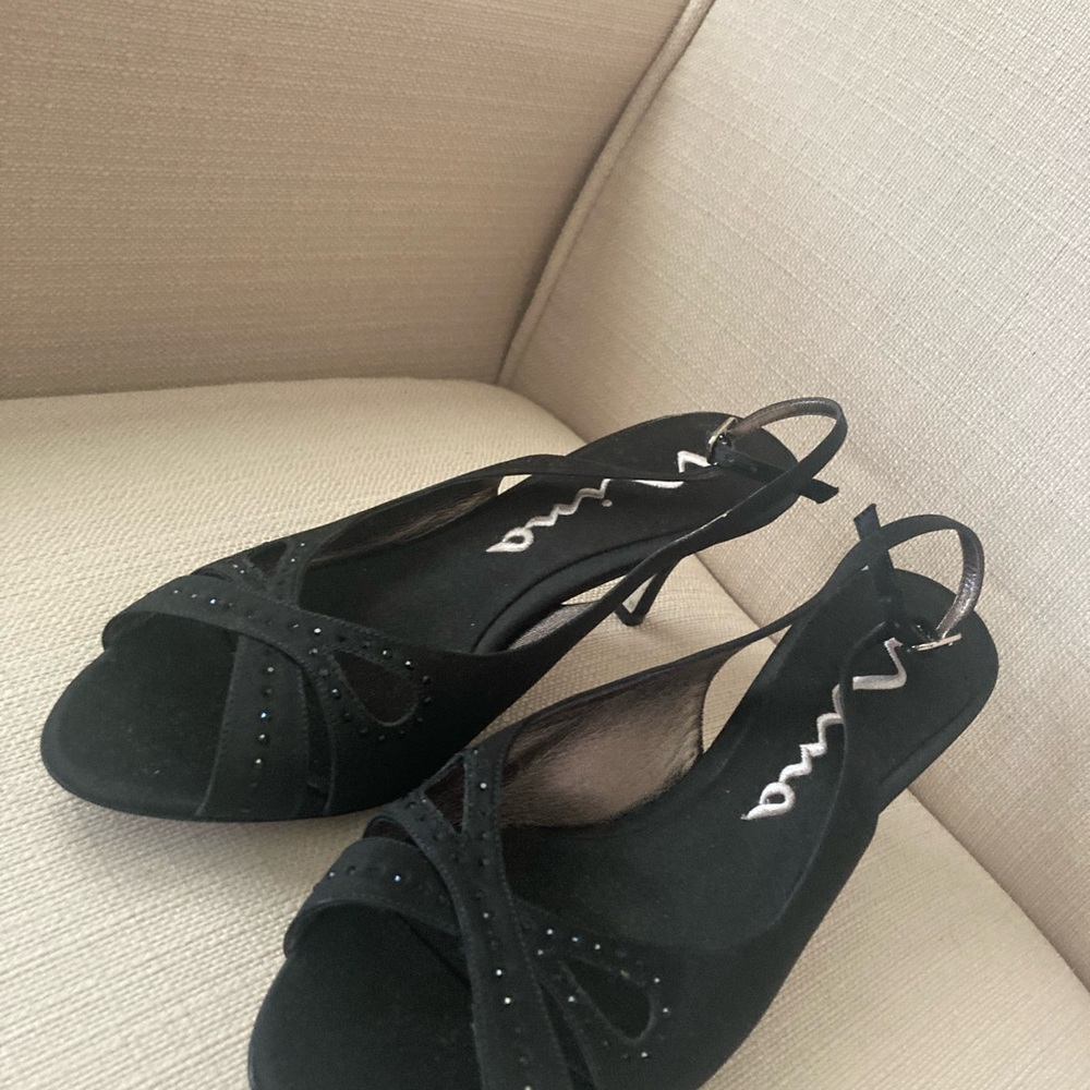 Ladies Mina black open toe strapy  heels for special occasion Ladies 9.5 - Picture 3 of 8